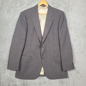 Vintage Johnny Carson Mens 42L Gray Plaid Blazer Sport Coat Two Button Jacket